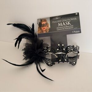 Filigree Gem Flower Mask - Black 20’s Art Deco Costume